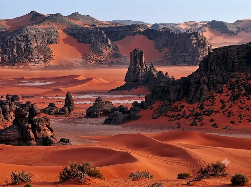 Sahara có cồn cát, cao nguyên đá, sỏi và nhiều thung lũng khô